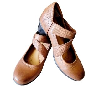 Cobb Hill by Rockport Brown Leather Mary Jane Heels Size 7